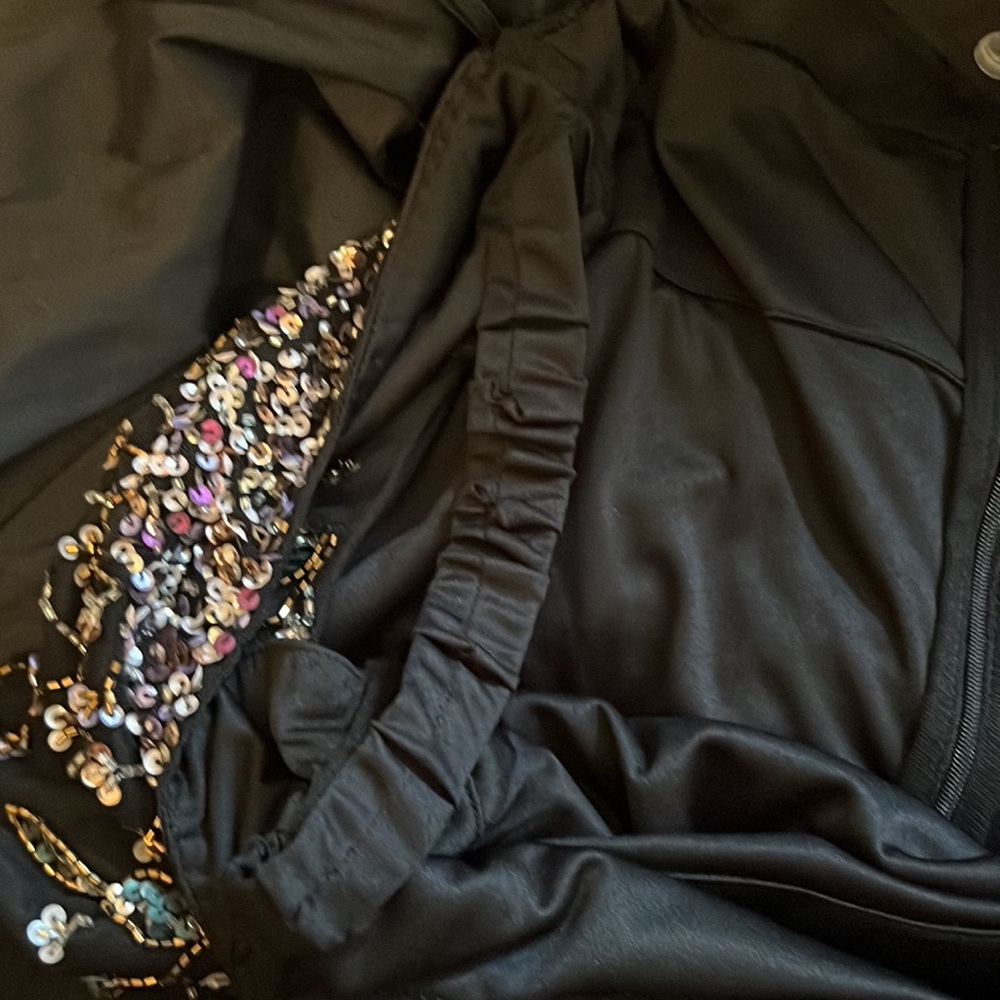 Adrianna papell off the shoulder Hi Low Gown with sequin floral beaded bodice - Picture 12 of 12